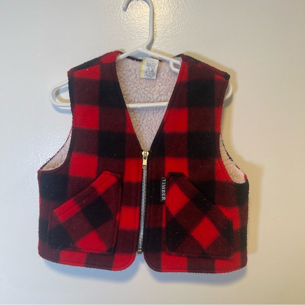 Red and Black Plaid Vest boys‎ 2T